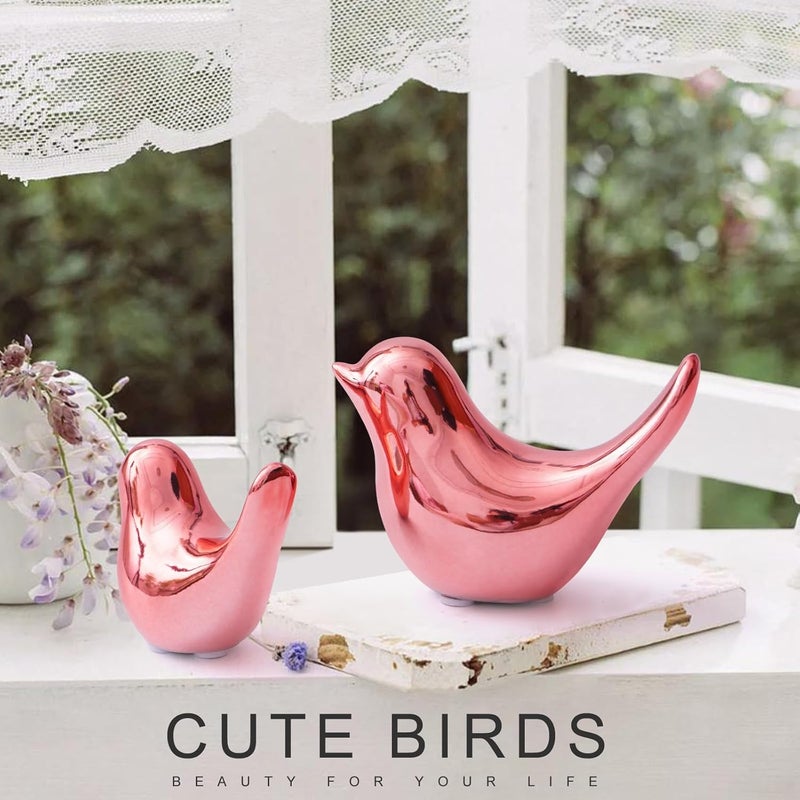Notakia Small Birds Statues Pink Home Decor Modern Style Decorative Ornaments for Living Room, Bedroom, Office Desktop, Cabinets (2Pcs Pink Birds) - Image 3